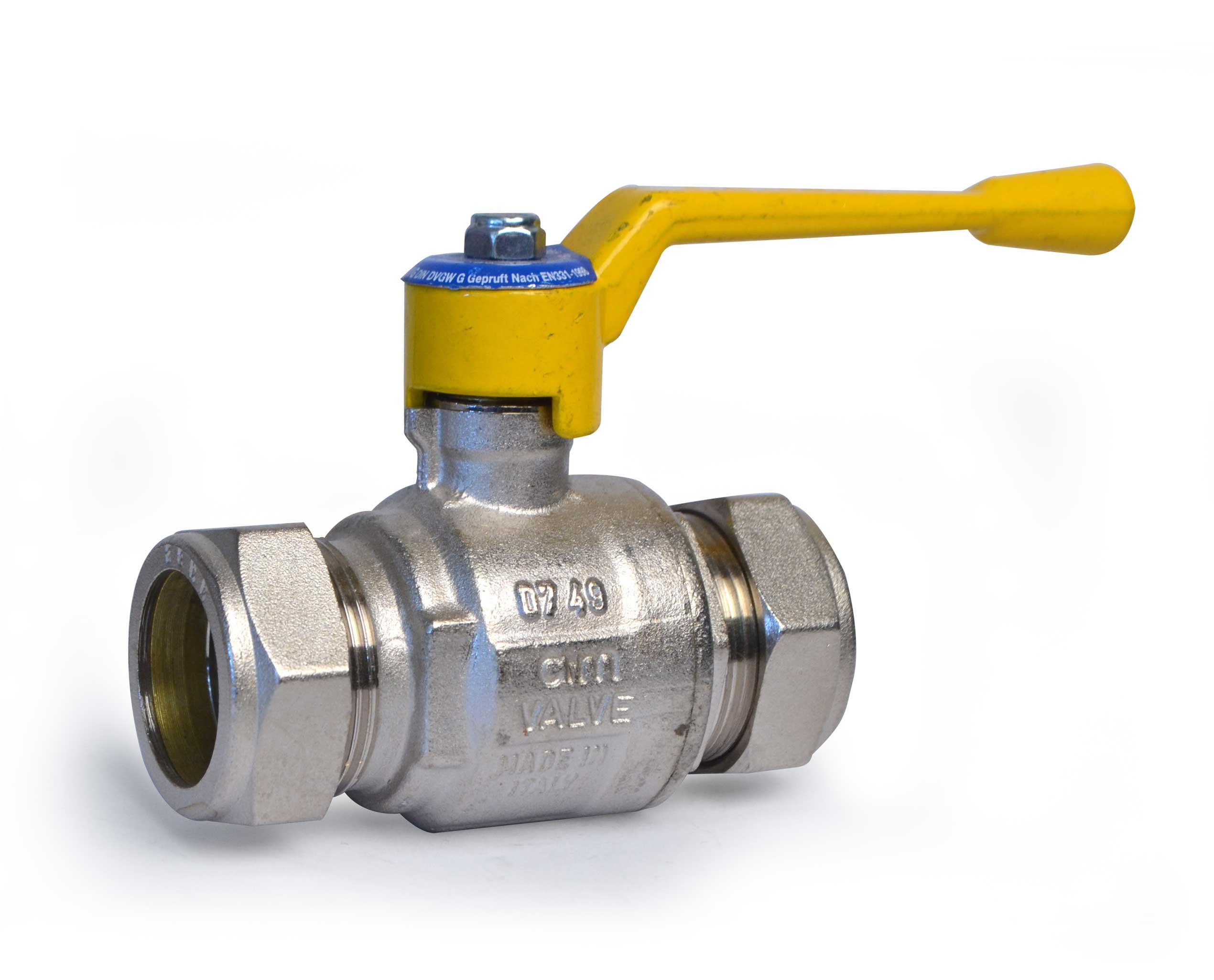 Cim 209 15mm Compression brass lever Ballvalve.Gas.Yellow - C. A ...